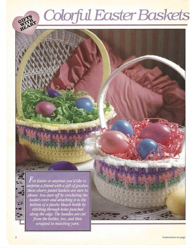 Crocheted Easter Baskets; (544-7) vintage crochet pattern