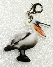 Pelican Bird Flat Acrylic Double-Sided Purse Charm Zipper Pull Jewelry