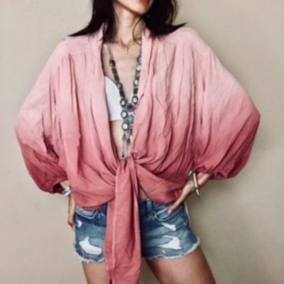 NWT Young Fabulous & Broke Women Top Blouse Carmen Tie Dye Pink Size M