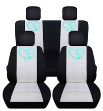 Custom Fit Suv Seat Covers Anchor Heart Blk-white Fits Jk Wrangler 2dr 07-18