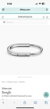 Tiffany Lock Bangle size large in White Gold W/ Diamond Accent 18kt MSRP 12,100