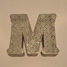 Decorative Metallic Silver Metal Letter M Nursery Wall Decor 6 Inch Wall Letter