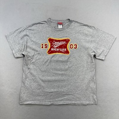 Miller High Life Beer T Shirt Men's XL Gray Velvet Graphic Print