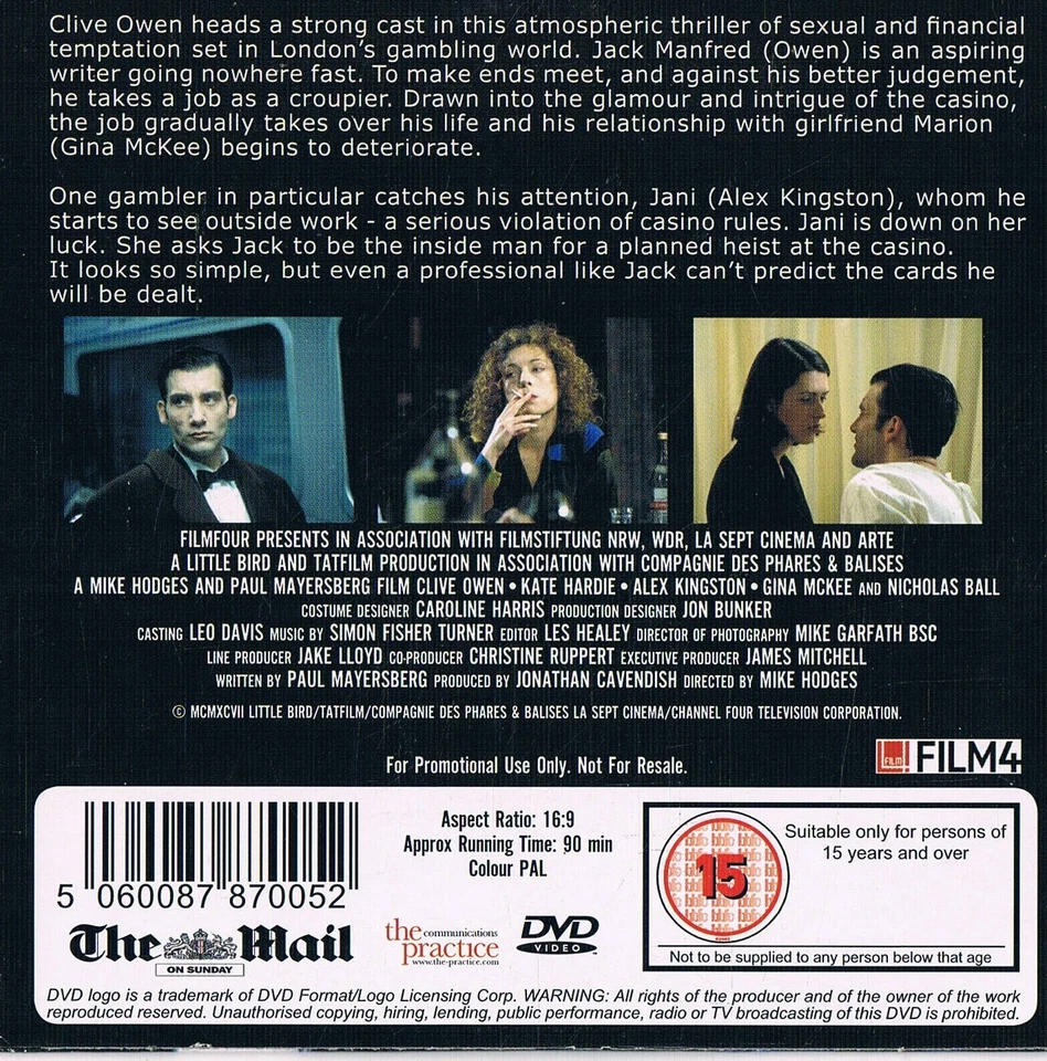 Croupier - Clive Owen, Nick Reding - Full Film Promo DVD - Image 2 of 2