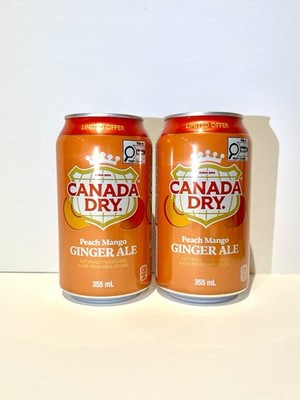   New Rare Limited Edition Canada Dry PEACH MANGO Fruit Ginger Ale (2 Cans)