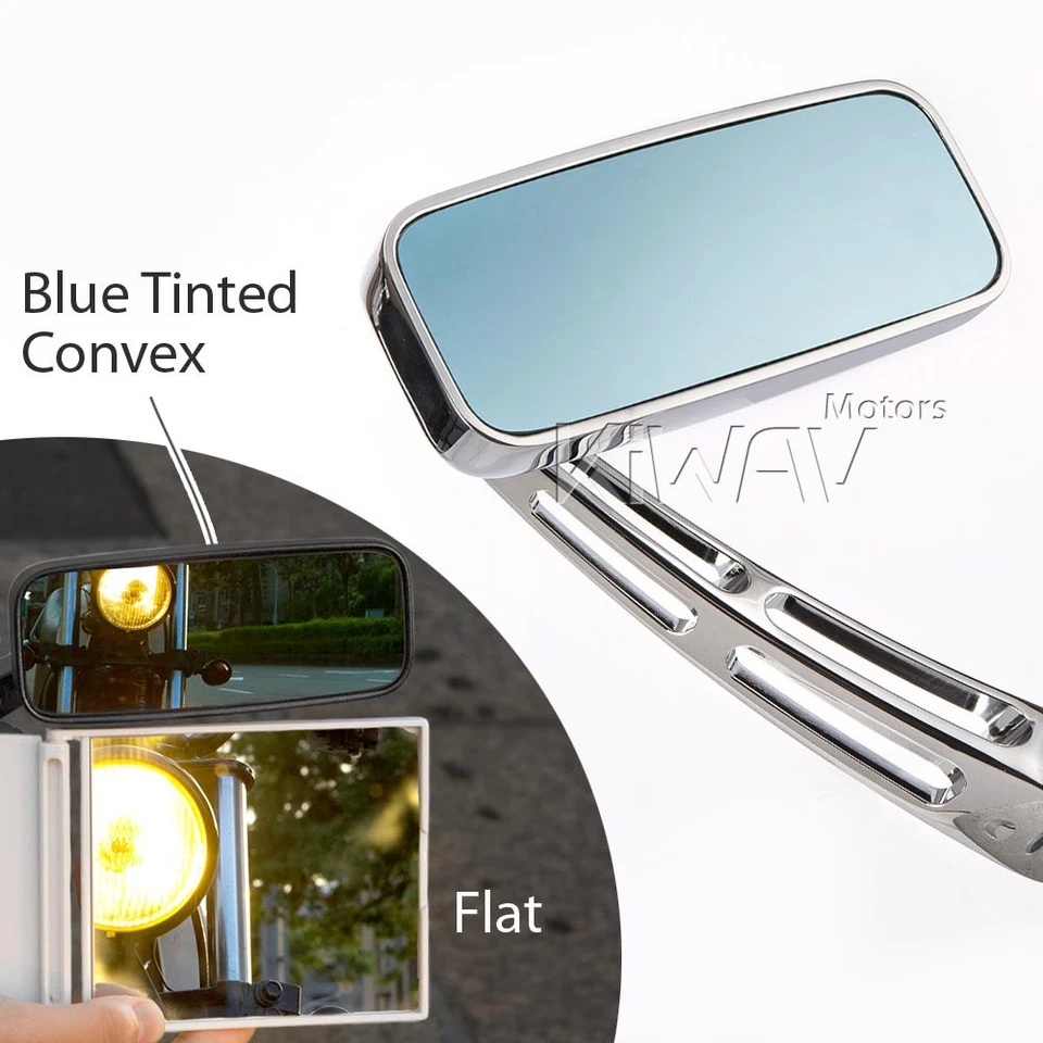 Chrome fairing mirrors ClassicMX mat black base adjustable Kawasaki Ninja ZX ZZR - Imagem 3 de 4