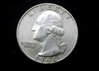 1964 Washington Quarter 90% Silver US Coin Circulated Vintage