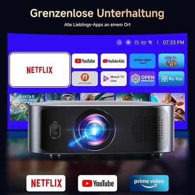 Smart Beamer 4K Full HD 1000 ANSI Netflix WiFi Kurzdistanz Projektor Autofokus