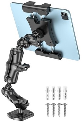 ''Heavy Duty Drill Base Tablet Mount for 513'''' iPads, 360 Adjustable Arm''