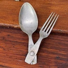 Vintage WWII FOLDING SPOON & FORK W.S.M #43 German Military Cutlery GERMANY WW2