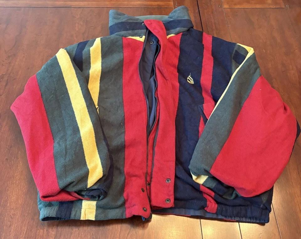 Chaqueta XXL vintage Nautica reversible bloque de color polar lateral azul acolchada para hombre Foto 2 de 4