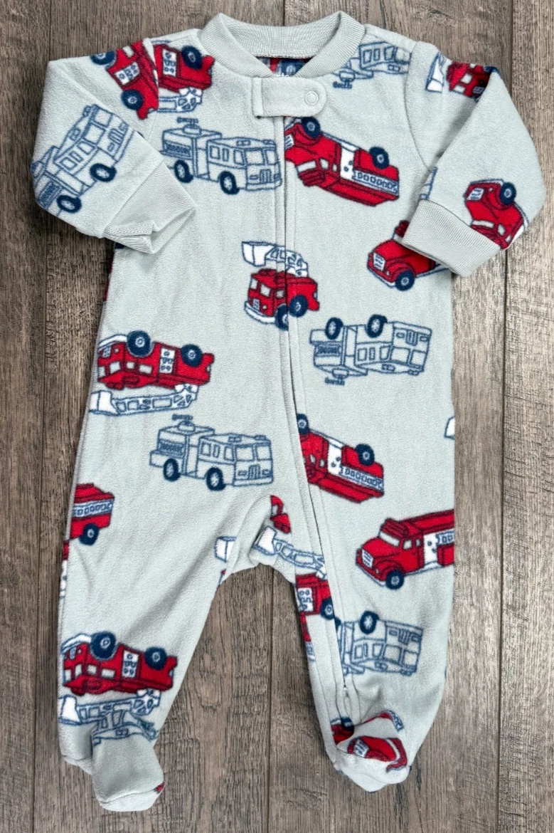 Baby Boy Clothes Nwot Carter's 3 Month Fleece Firetruck Footed Outfit