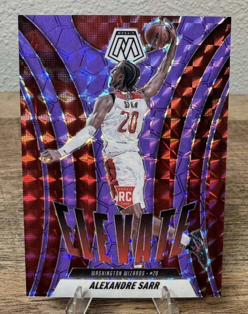 2024-25 Panini Mosaic - Elevate Alexandre Sarr #7 Fluorescent Purple Mosaic /175
