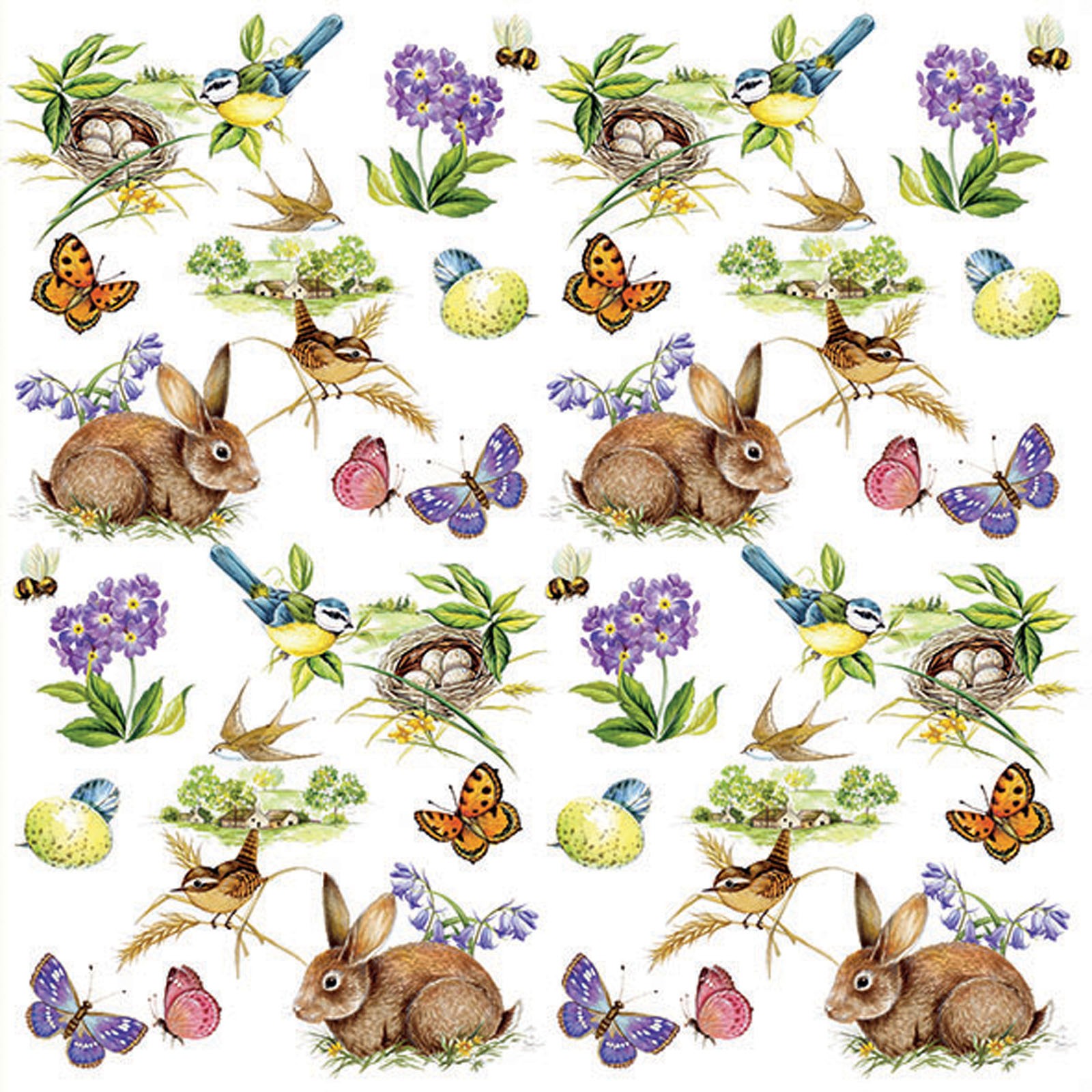 Easter Bunny Paper Napkins Vintage Style Party Spring Decoupage Serviettes 3 Ply
