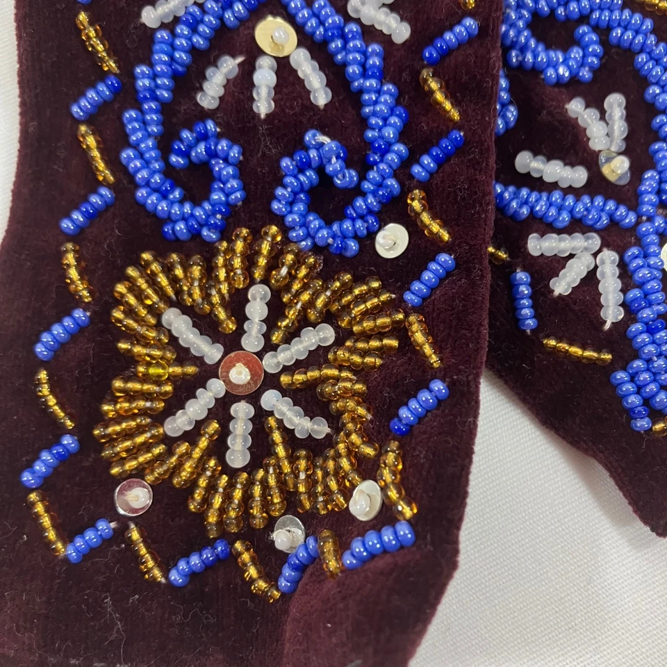 Cinturón Para Mujer M Terciopelo Carmesí Cuentas Azul Dorado Floral Corbata Cintura Boho Festival Foto 2 de 4