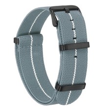 Elastic Nylon Watch Band 22mm Waterproof One Piece Watch Strap, Grey/White