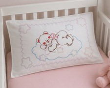 VTG Toddler Pillowcase Sleeping Bear Embroidered Baby Nursery 12x17