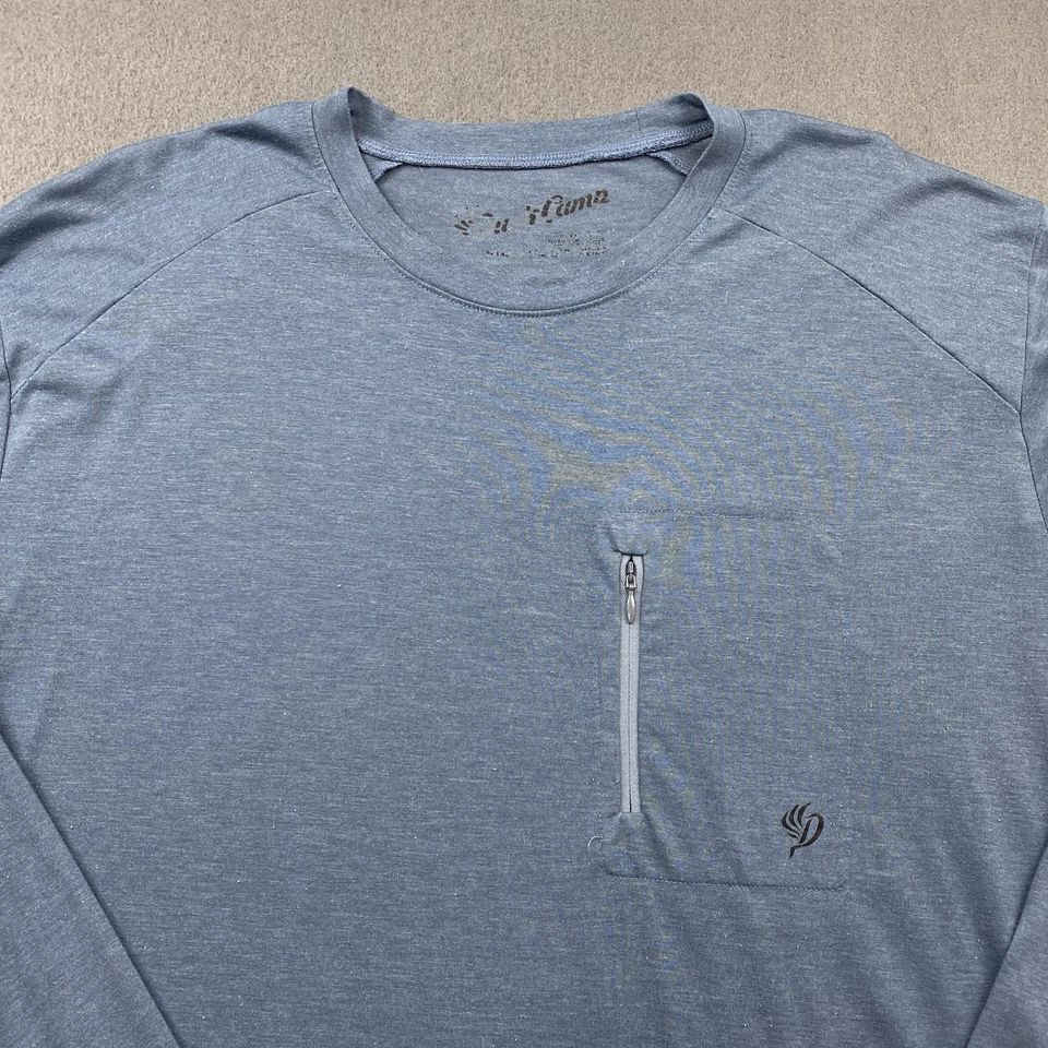 Утка лагерь легкий бамбука экипажа длинным рукавом открытый рубашка мужская 2XL синий - Изображение 2 из 4