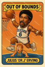 GX311 Julius Erving Philadelphia Sixers 76ers Out of Bounds4x6 12x18 16x24 Photo