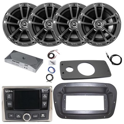 Infinity Radio, ANT, Amp w/Kit, 4x 6.5'' 225W Chrome Speaker,Adapter, Spa Bezel