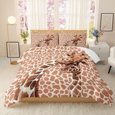 Cartoon Giraffe Comforter for Girls Boys Duvet Set Yellow Animal Bedding Set ...