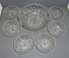 Jeanette Glass Iris & Herringbone 7 pc. Beaded Edge Berry Bowl Set