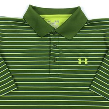 Under Armour Men's XL Green Striped Loose Fit Performance Polo Shirt Golf Casual