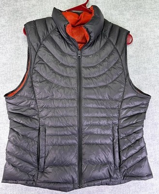 Bernardo Goose Down Full Zip Puffer Vest Grey coral Womens Large Packable Hiking