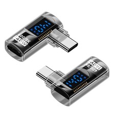 2 Pack 90 Degree USB Adapter with Digital Display, 140W Right Angle USB-to Fe...