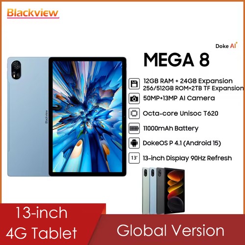 Blackview MEGA 8 Tablet 13-inch FHD+ Display Unisoc T620 11000mAh Android 15 4G - 第 1/19 張圖片