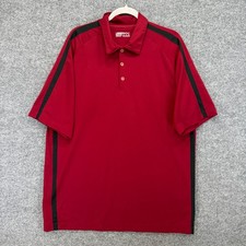 Nike Golf Polo Shirt Mens XL Red Black Stripe Performance Fit Dry Sports Stretch