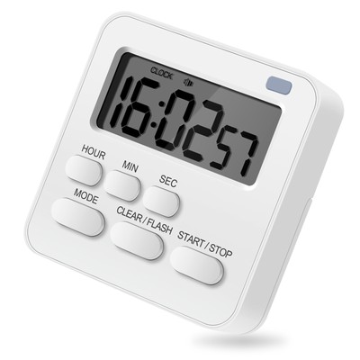 2X(Küchentimer,Eieruhr mit Uhr,Digital Timer Stoppuhr mit LCD Loud8318