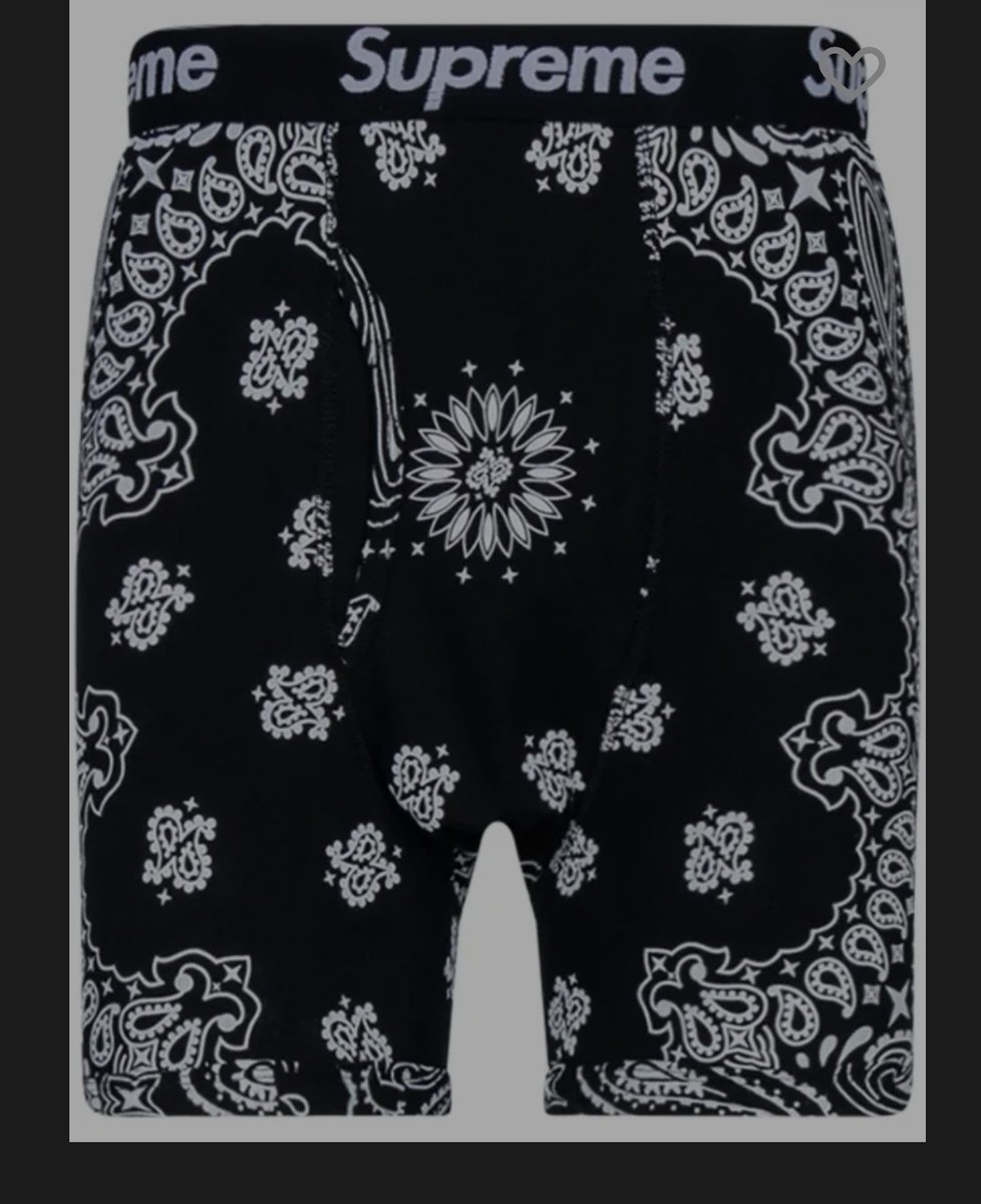 Supreme/ Hanes Black Bandana Boxer Briefs 2 Pack size S | eBay 