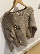 ZARA Heavy Knit Sweater with Metallic Sequin Details M