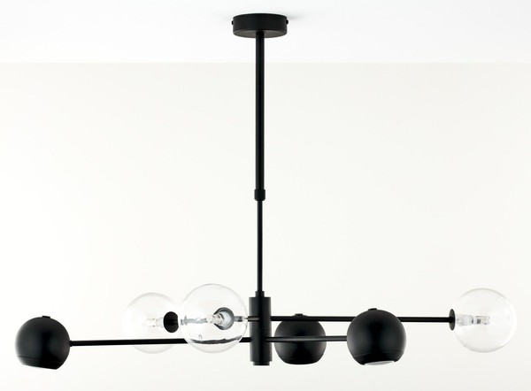 Deckenlampe Esstisch Metall Glas Schwarz G9 GU10 L:94 Cm Blendarm Deckenleuchte-image