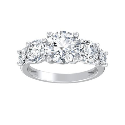 14K White Gold 2Ct Lab Grown Diamond Five-stone Ring Size 7 Gift for Women