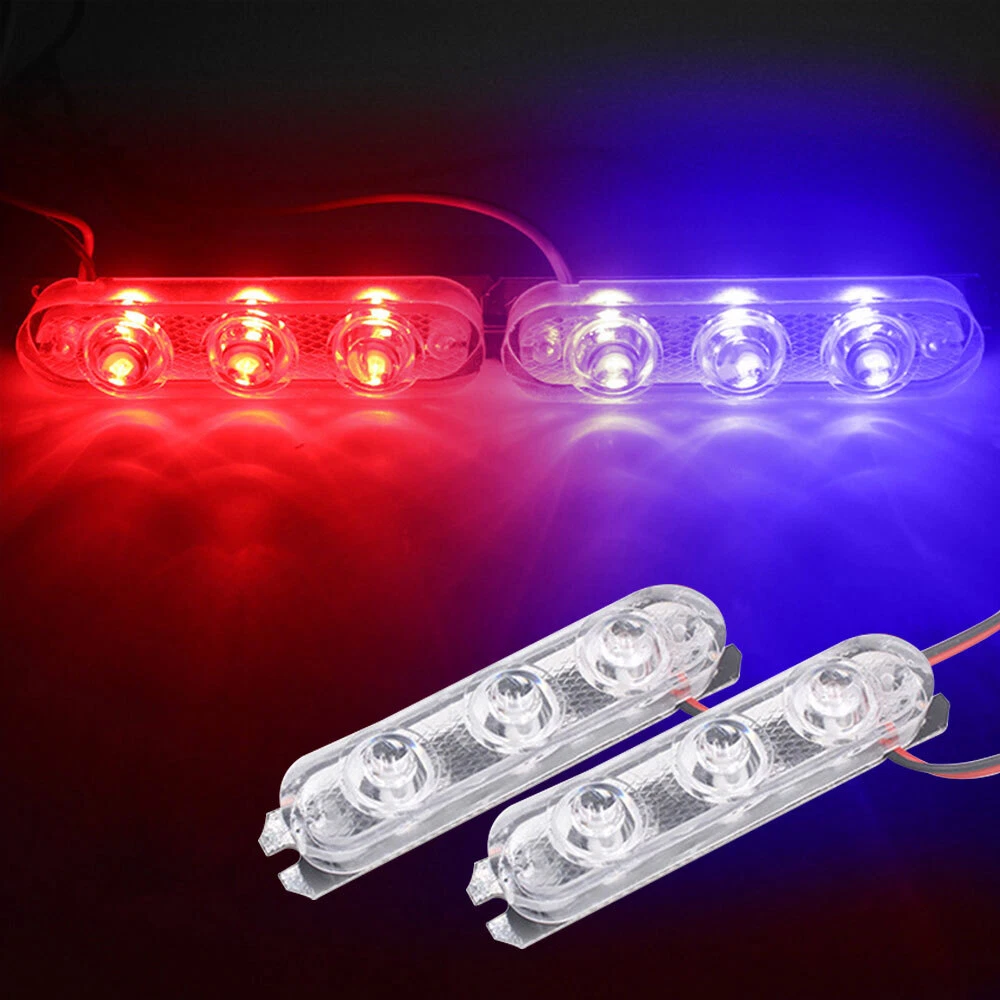 {2 Pieces} DC 12 Volt 8 Watt Red & Blue Blinker Parking LED Light Auto  Flashing