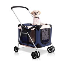 Pet Stroller, Fits 2 Cats, Small to Medium Dogs 10-45 lbs , Navy Blue