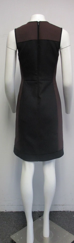 Vestido Vaina REED KRAKOFF Borgoña/Negro Bloque de Color Cuello en V Lana y Seda Talla 0 Foto 4 de 4