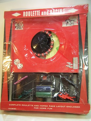 Roulette Racing Game Bar-Zim Barzim Vintage Wheel Horses chips dice Complete NOS