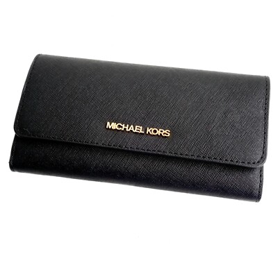 Michael Kors Portemonnaie Geldbörse Geldbeutel Jet Set Travel Trifold Schwarz