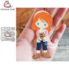 Girl Holding Book Metal Cutting Dies Scrapbooking Card Making Album Craft