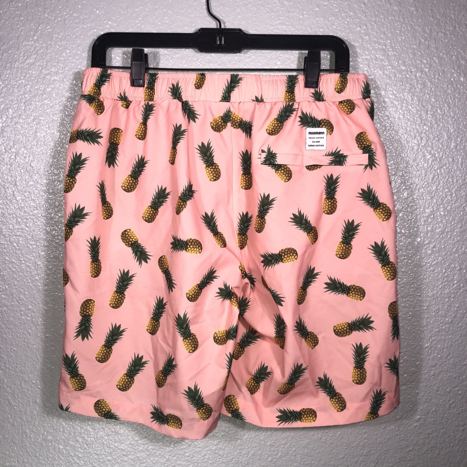 Mosman Australia Board Shorts Mens XL Swim Pink Pineapples String Tie
