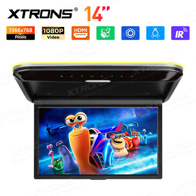 14'' HD Screen 1080P Car TV Roof Flip Down Monitor Speakers HDMI AV-IN IR/FM