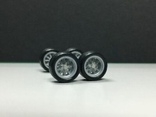 R173 Hotwheels Real Riders 1:64 Set  BBS Grey 10mm Long, RUBBER Wheels Tires