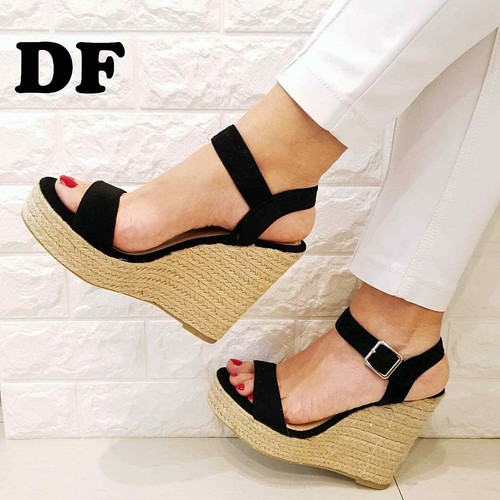 BUENO WU6107 sandali zeppa corda allacciatura schiava pelle donna