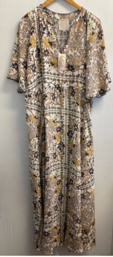 Johnny Was JADE Cruz Maxi Dress Size L Large 100% silk White Multi $630 - Picture 1 of 14