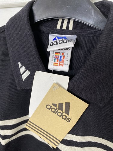 Adidas Golf Mens Black White Striped Polo Shirt - Size 38/40 NEW - Picture 2 of 6