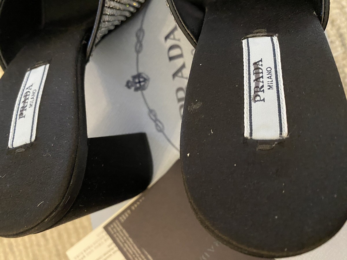 美品‼️PRADAプラダ/パンプス/38（25,0cm）/ダークブラウン/布袋2枚 PRADA パンプス 靴 黒 革 36サイズ