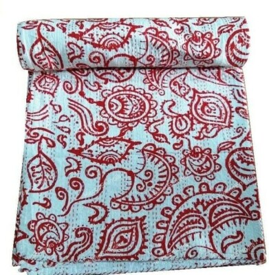 Floral & Garden Double Kantha Cotton Quilt Bed Cover Throw Blanket Gudari